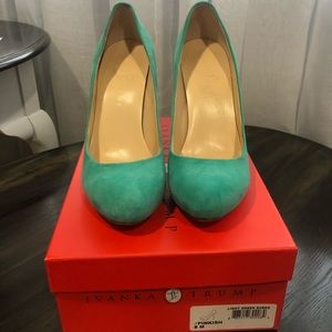 Ivanka Trump Light Green Suede Heels size 8